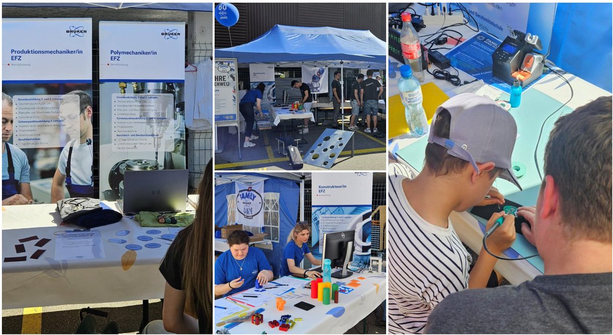 bruker's tweet image. At our recent #Bruker Family Day in Fällanden, Switzerland, our apprentices created their booth and brought their professions to life with 3D-printed puzzles, live CAD demos, machining challenges & much more!
Ready to join them?
Visit goto.bruker.com/46trG9n (website in German).