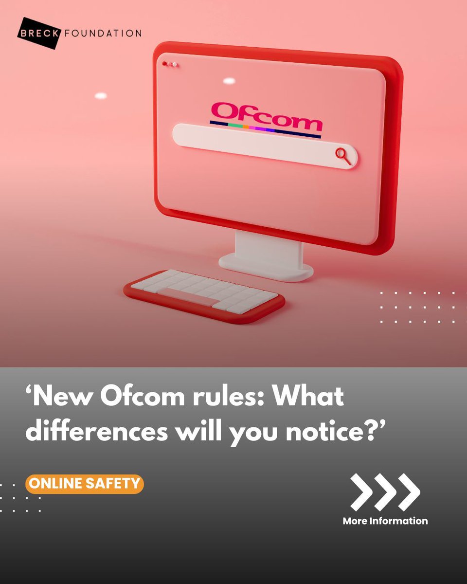 BreckFound's tweet image. Ofcom has introduced over 40 new guidelines for tech platforms to better protect children online, and those who fail to comply could face major fines. 📢
At the Breck Foundation, we welcome these steps toward stronger online safety.
#OnlineSafety #ChildProtection #OfcomRules