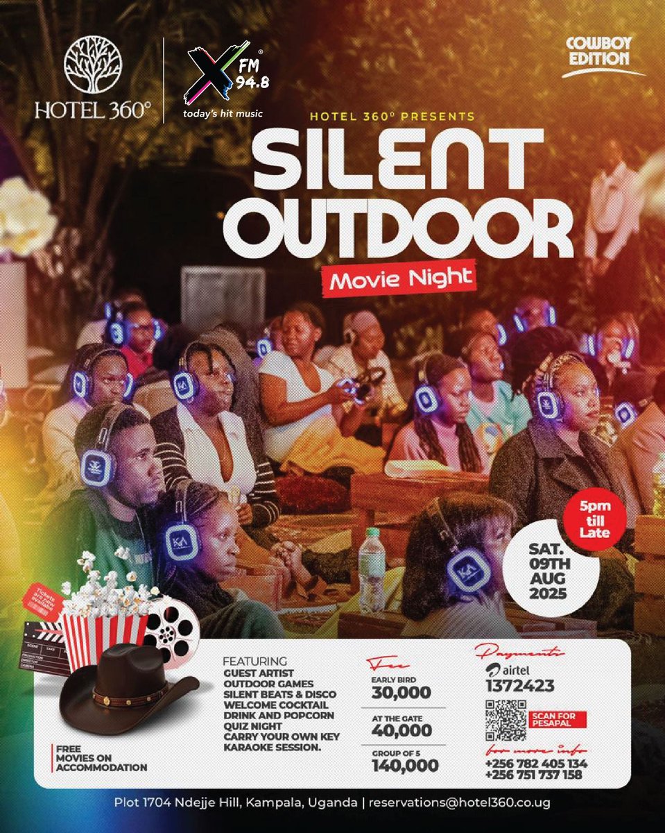 XfmUG's tweet image. Have you booked your ticket for the silent movie night happening this 9th August at @hotel360ug? If not, get one NOW!