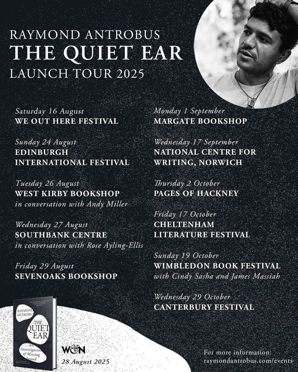 wnbooks's tweet image. A memoir. A cultural history. A call to action.
Join award-winning poet Raymond Antrobus as he launches his new book THE QUIET EAR, a groundbreaking and much-needed examination of deafness.
🎟️Tickets: brnw.ch/21wUrwn