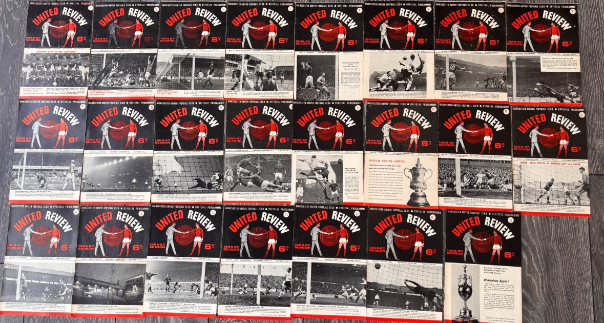 MUFCMemorabilia's tweet image. Manchester United Home Programmes
1966/67 23 Programmes £10 (Division 1 Champions)
1967/68 30 Programmes £14 (European Cup Winners)
Or £20 for both seasons (53 Programmes)
Excluding postage cost