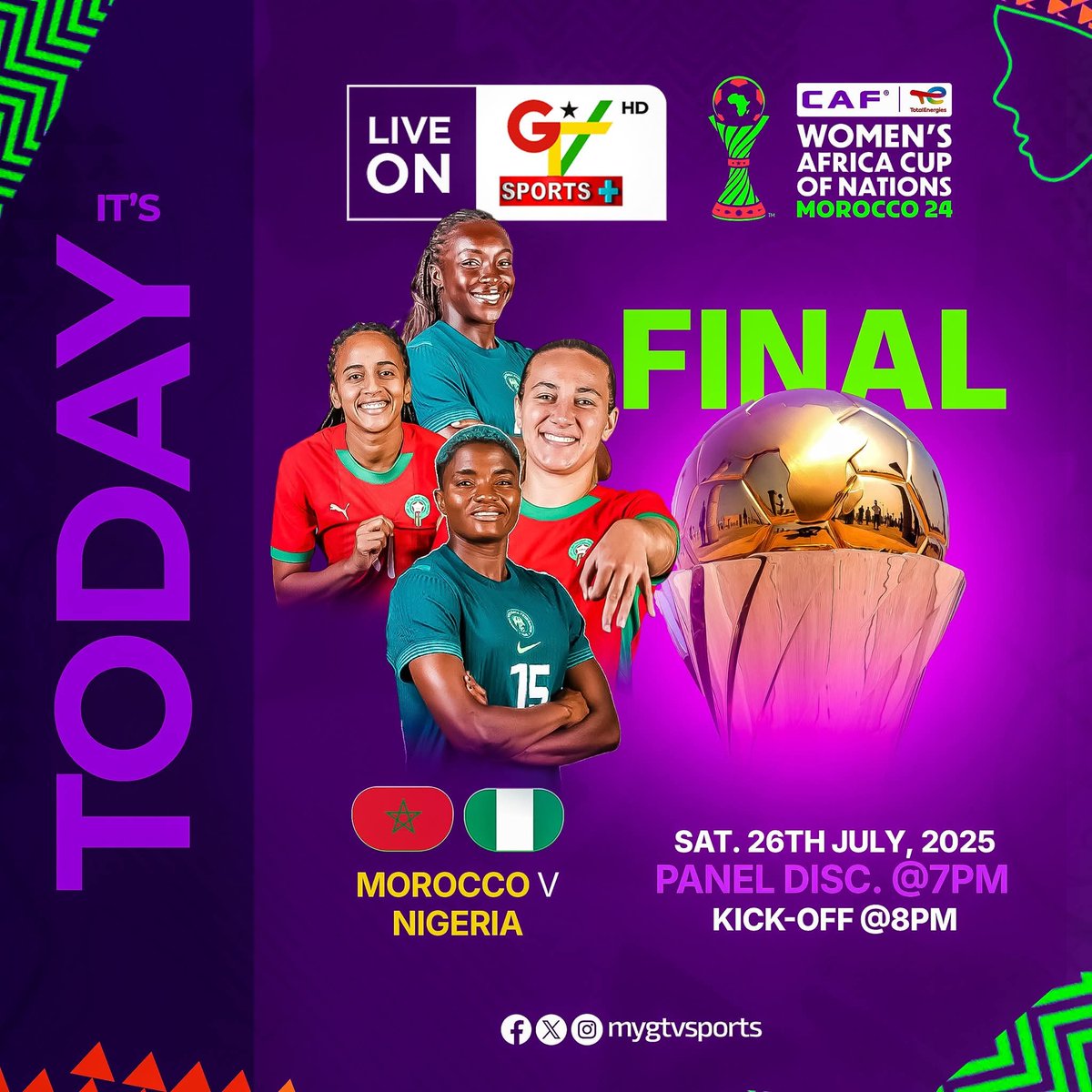mygtvsports's tweet image. HISTORY ON THE LINE!
After years of investment, Morocco is on the verge of making history in the Women's Africa Cup of Nations, and so is Nigeria.
The Super Falcons could claim their 10th WAFCON title, while the Atlas Lionesses are in for what could be their first-ever Women's…