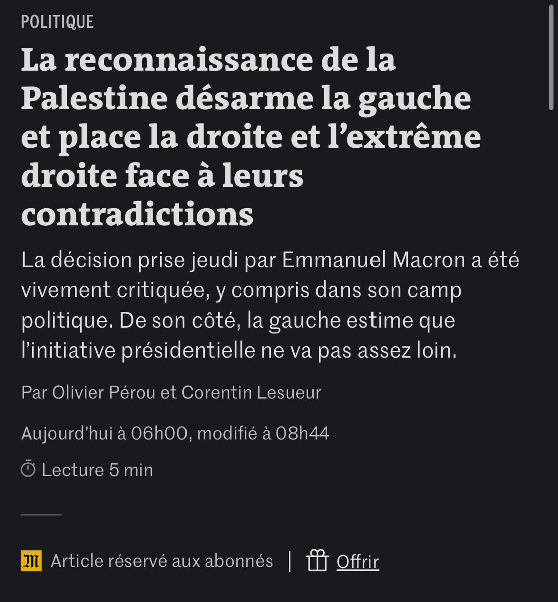 MathsDuPeuple's tweet image. Faut vraiment être ravagé pour titrer comme ça un article sur ce sujet.
« Désarmer », vraiment ? Quelle indécence.
En plus, le texte dit littéralement l’inverse :
- Mélenchon parle de « victoire morale », a juste titre
- Faure apporte son « soutien et ses encouragements »