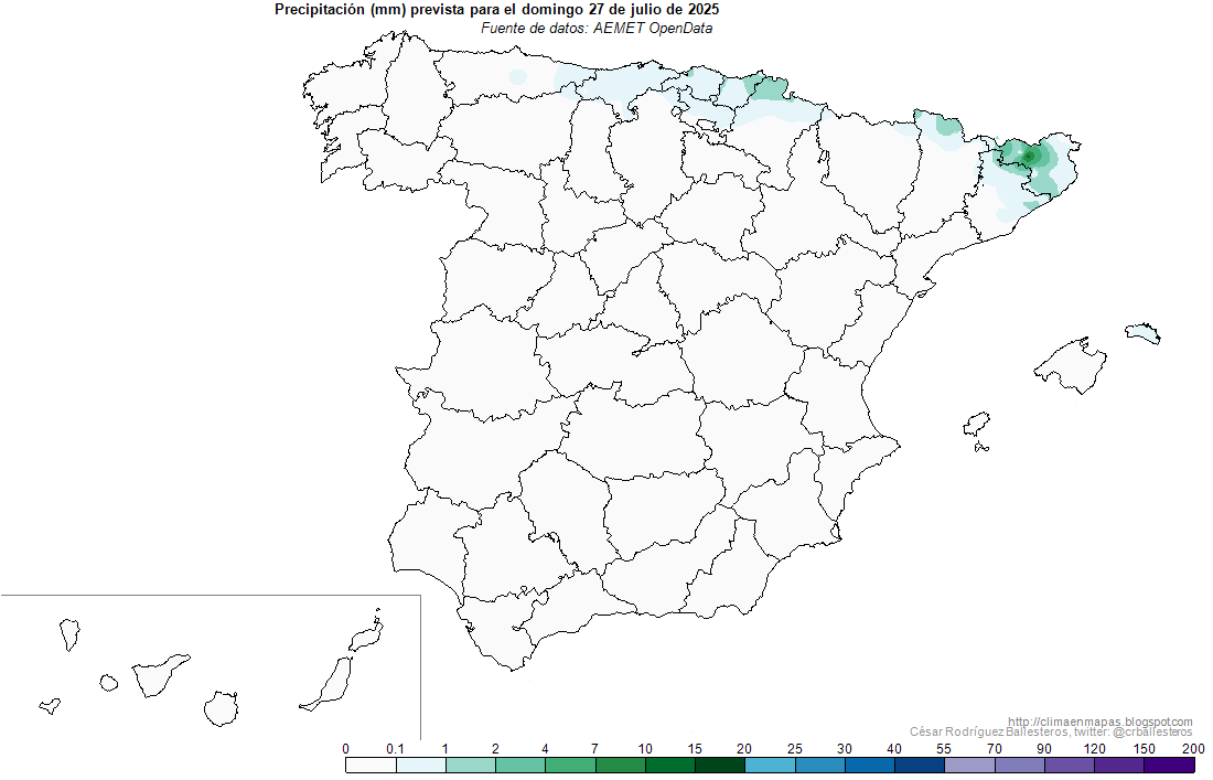 Chubascos y tormentas localmente fuertes hoy en el este de Cataluña y en Baleares. Ausencia de precipitaciones mañana, salvo alguna lluvia débil ocasional en el extremo norte peninsular. #ClimaEnMapas.
climaenmapas.blogspot.com.es/p/mapastprevis…