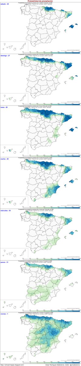 #ProbabilidadPrecipitación baja en general los próximos días, salvo en el extremo norte y Baleares. #ClimaEnMapas.
climaenmapas.blogspot.com/p/panelmapaspr…