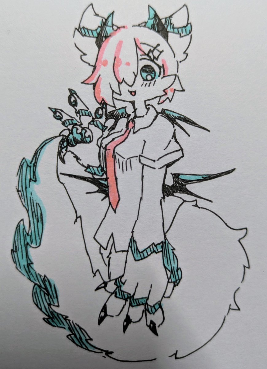 SAMON4618's tweet image. 息抜き落書きサキュドラちゃん