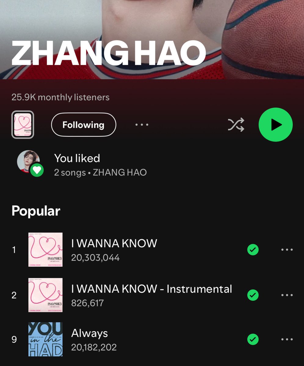 ZHVNVOTINGTEAM's tweet image. [250724] — Spotify Update

I WANNA KNOW: 20,303,044 (+20,455) [-398]
🎯 25k+ daily streams
🎯 21M streams

ALWAYS: 20,182,202 (+18,707) [-871] 
🎯 22K+ daily streams
🎯 21M streams
🎯Top 5 popular song

🔗 Channel: stationhead.com/c/rosin

#HaoHaoStream
#ZHANGHAO #장하오