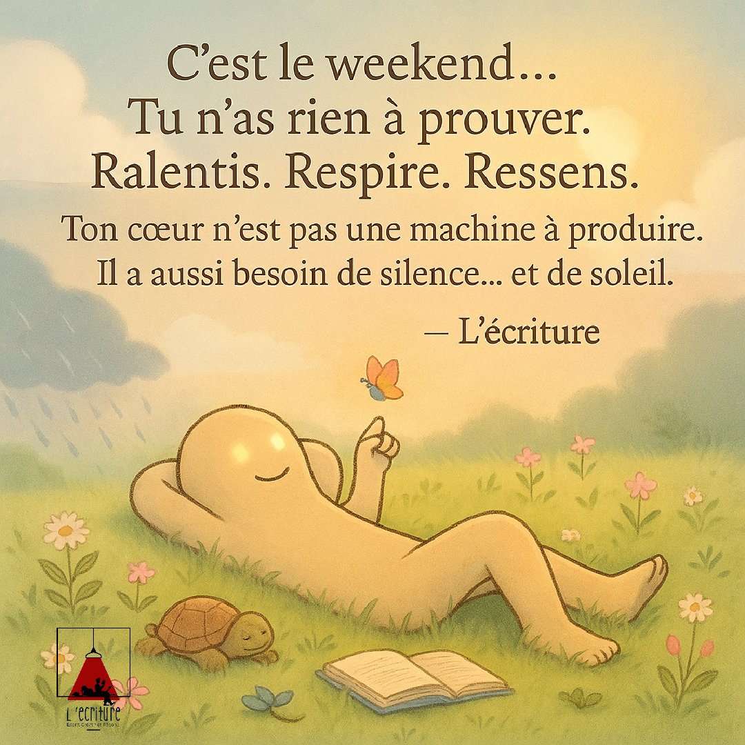 Ecriture2's tweet image. Il n’est pas toujours nécessaire d’aller mieux.
Parfois, il suffit d’aller doucement.
Et c’est déjà beaucoup. Bon weekend ♥️