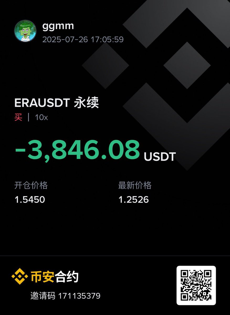 一喜一忧啊 昨天判断反弹 选了 $spx $ena 贪心搞了新币 $era 就去打台球了 回家就跌了20趴
真的不建议玩这些新币 一不留神就被MM浇在头上 要玩就要盯盘