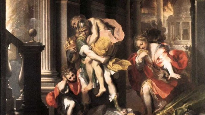 emilio_delrio's tweet image. Eneas sale huyendo de Troya y lleva de la mano a su hijo y a hombros al abuelo de este, a Anquises, muy enfermo, pero no lo abandona allí
¡Qué lección para nuestra época!
Lo contamos en #LocosPorlosClásicos en @rne
👉rtve.es/play/audios/lo…
#DiaDeLosAbuelos