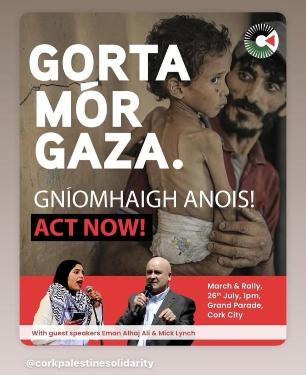 Dr Sharon Lambert (@sharonlambert0) on Twitter photo 1pm - Grand Parade - Cork City today
Speakers: Eman Alhai and Mick Lynch.
<a href="/CorkPSC/">Cork Palestine Solidarity Campaign</a> 1pm - Grand Parade - Cork City today
Speakers: Eman Alhai and Mick Lynch.
<a href="/CorkPSC/">Cork Palestine Solidarity Campaign</a>