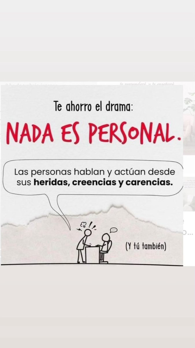 Uno de los 4 acuerdos  del escritor Miguel Ruiz “no te tomes nada personal” evita sufrir. Las personas actúan de acuerdo a sus miedos, carencias, heridas, creencias. Al no tomártelo personal te vuelves inmune a los comentarios negativos. Recuerda tu eliges a que le das poder.