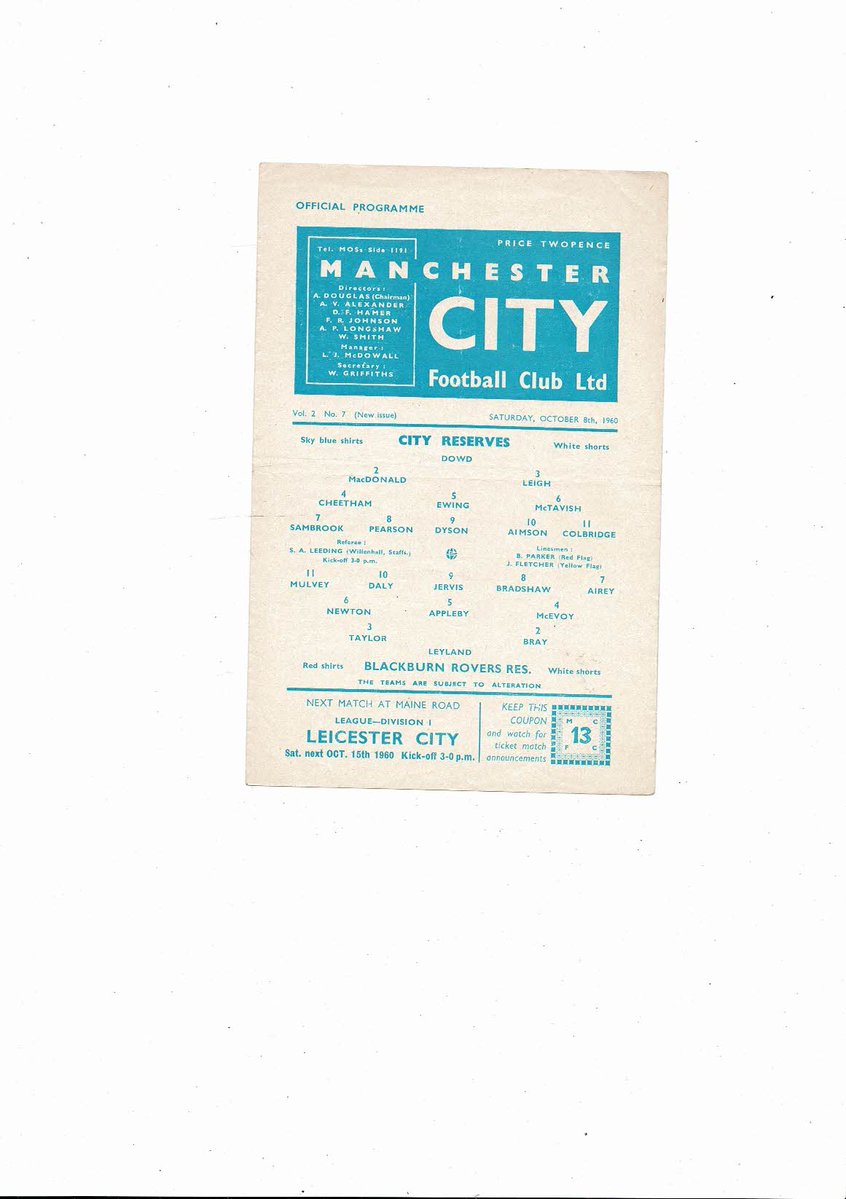 bobsprogrammes's tweet image. Manchester City v Blackburn Rovers Central League Football Programme 1960/61
£5 + Post
Now available @ bobsprogs.com
@mancityfanclub @ManCity @ManCityMEN @ManCityHelp @ManchesterCitys @mancity_fans @Rovers @blackburnrovers @RoversBlog @roversfansforum @BlackburnRHubb