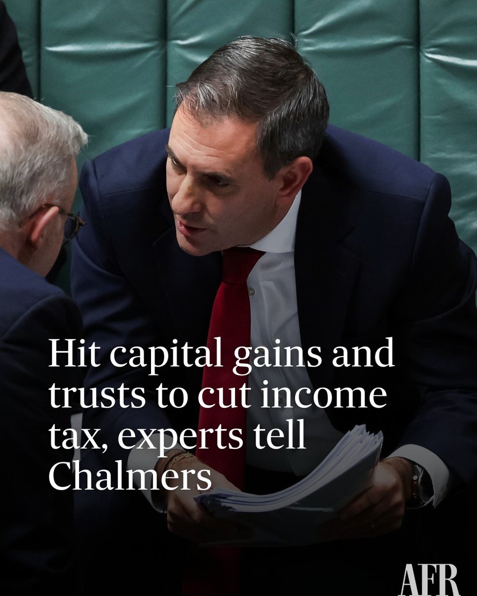 FinancialReview's tweet image. Economists at a roundtable at Parliament have urged the government to reduce its dependence on wage taxes and rebalance the system to help younger people.
Read more: afr.com/wealth/tax/hit…