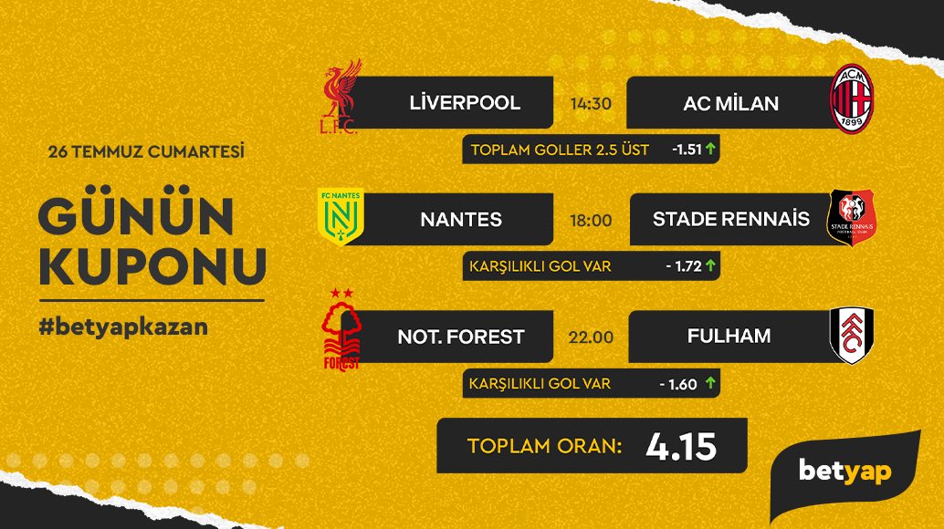 ⚽ Günlük kupon tahminleriyle kazanmaya hazır mısınız?
Betyap’ta en iddialı tahminler ve yüksek oranlarla şansınızı katlayın! 💸
👉 Betyap, kazanmaya başla.
👉 rebrand.ly/8b8c40