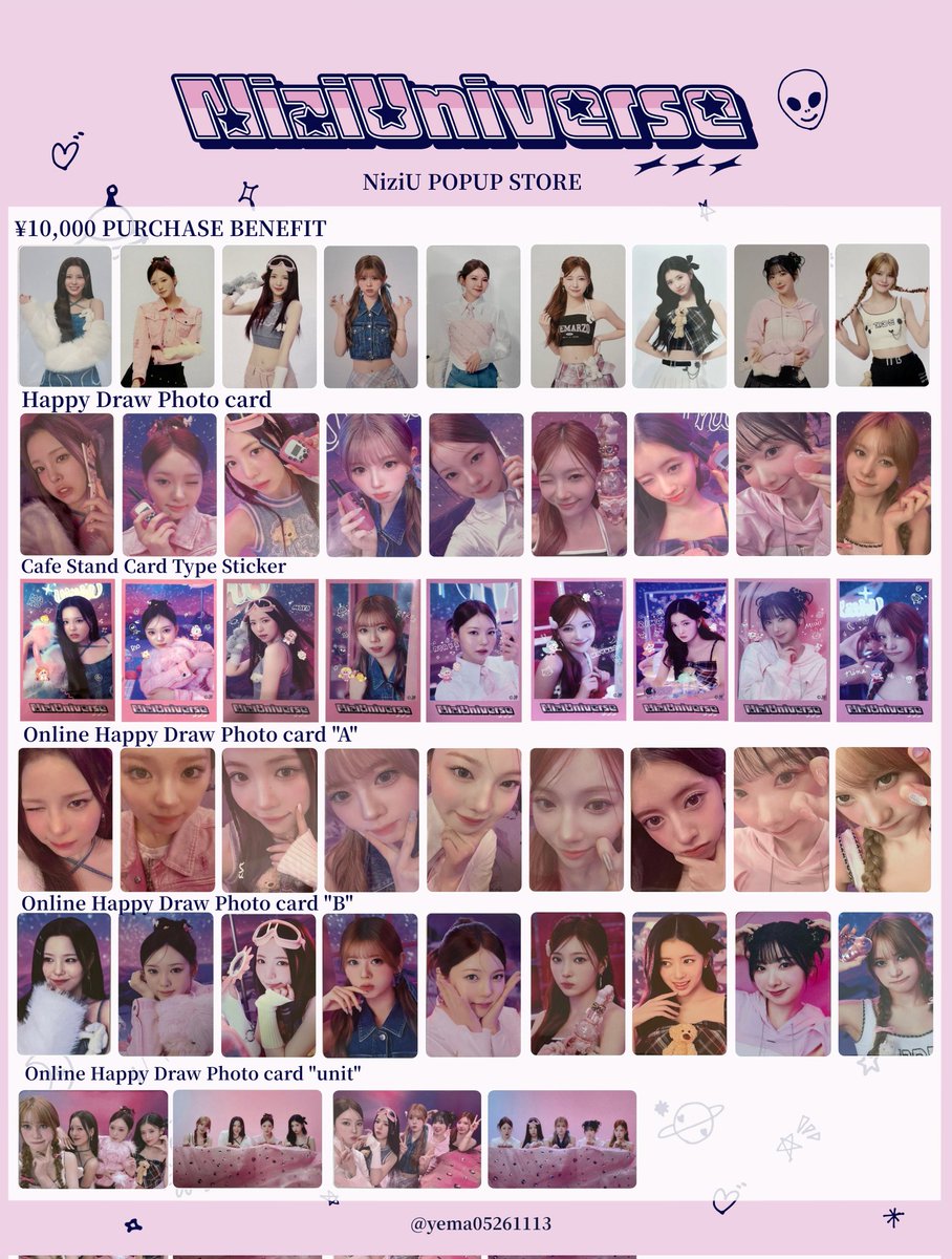 ✦ 𝐍𝐢𝐳𝐢𝐔𝐧𝐢𝐯𝐞𝐫𝐬𝐞 🩷 ランダム 特典 トレカ 一覧 ✦】 保存