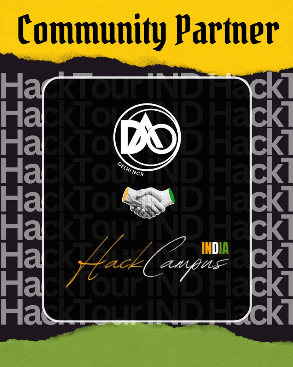 HackTourIND's tweet image. 🤝 Partnering with @Delhi_NCR_DAO as an official Community Partner for #HackCampus by @HackTourIND 🚀