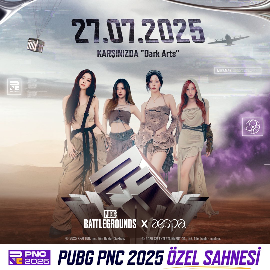 PNC 2025 Final Sahnesi'nde "Dark Arts" parçasının ilk sahne performansı için D-1'de bekle. Final şampiyonu kim olacak?
 
Canlı yayın: 27 TEMMUZ TSİ 12:00
🎁 İzle ve oyun içinden [aespa – Dark Arts] Emote Drop'larını kap.
📺 Canlı yayın adresi: 
🔗 kick.com/pubg_battlegro… 
PNC