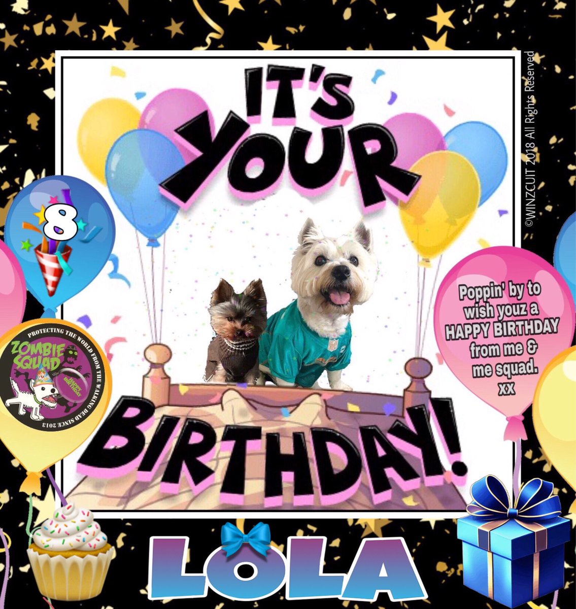 ZombieSquadHQ💖💚🧡💚🩵© (@zombiesquadhq) on Twitter photo 🎂Wishing a very 🎁HAPPY 8th BIRTHDAY🎉 to our pawsome pal, LOLA from Leada Lord Billy & your ZombieSquad pals.🎈 We hope your special day is full of tasty treats, head rubs & cayke, soldyer. RaaAAA!!
♥️💛🎂🎁🎈🎉
<a href="/LolaLegged/">Lola The 3-Legged Cat 🏳️🌈👸🇺🇦</a> <a href="/ZSBirthday/">ZS Birthday🎂🎁🎉</a> #ZSHQ 🎂Wishing a very 🎁HAPPY 8th BIRTHDAY🎉 to our pawsome pal, LOLA from Leada Lord Billy & your ZombieSquad pals.🎈 We hope your special day is full of tasty treats, head rubs & cayke, soldyer. RaaAAA!!
♥️💛🎂🎁🎈🎉
<a href="/LolaLegged/">Lola The 3-Legged Cat 🏳️🌈👸🇺🇦</a> <a href="/ZSBirthday/">ZS Birthday🎂🎁🎉</a> #ZSHQ