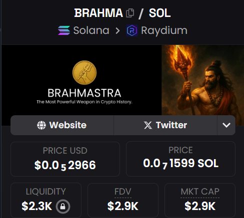 BrahmastraCoin's tweet photo. ✅ The Lock Badge Has Arrived! Our LP lock is now officially visible on DexScreener! 

📷Thanks to the community for your patience and support. Transparency always wins. 

📷#BRAHMASTRA #Solana #Crypto #LPBurn #DeFi https://t.co/wXyJcfTnw5