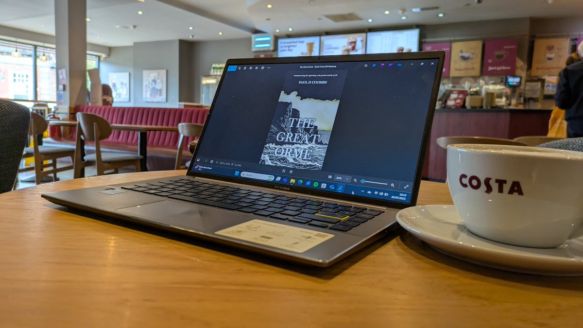 Right here. Right now.
Back in the coffee shop where it all started.

6am sessions writing The Great Orme.

#HolmesChapel 
#TheGreatOrme 
#Writing