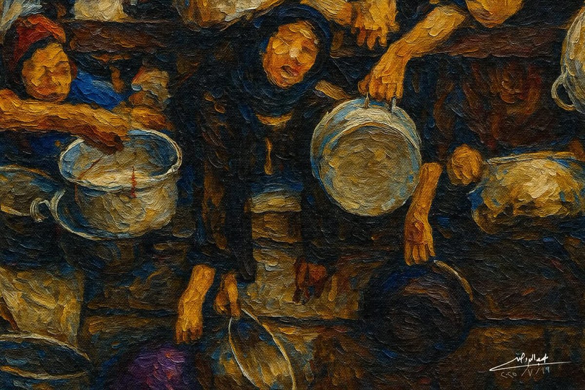 RazaneRayan1412's tweet image. "As you liberate yourself with metaphors,
think of others who have lost their right to speak"...
~Mamoud Darwish.
🎨 by Abdullah Wgih
"Dying of hunger in Gaza".