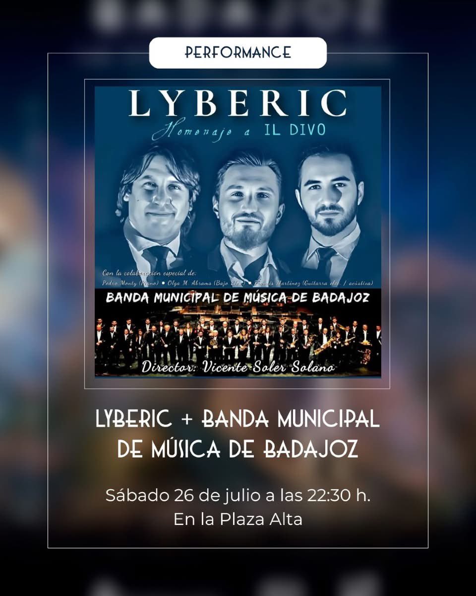 RubenGaleaGil's tweet image. Esta noche tendremos a LYBERIC - Epic Symphony en homenaje a Il Divo, junto a la Banda Municipal de Música de Badajoz que actúa por primera vez en Badajoz, la Ciudad Encendida. Para la ocasión se ha instalado el escenario más grande nunca puesto hasta el momento en la Plaza Alta.