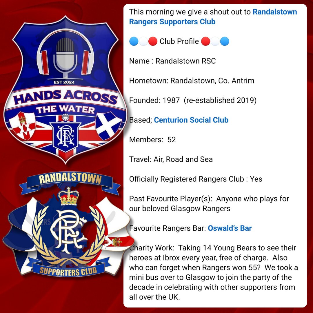 OswaldsBar's tweet image. Every Saturday @HandsAcrossTW podcast does a great profile on the Rangers Supporters Clubs based in Northern Ireland. The dedication and loyalty of the Ulster Bears following Rangers FC is second to none and their RSC's make up approximately 20% of the RSC's around the world
We…