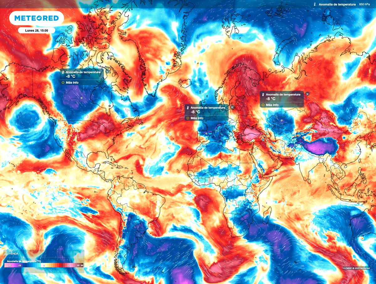 Lo que el chorro polar da, también lo quita. 〰️

Hay un toma y daca de masas de aire polares y subtropicales que beneficia a unos y perjudica a otros, según se mire. 

El hemisferio norte, en conjunto, estos días pasados ha venido mostrando una anomalía cálida de +1 ºC respecto