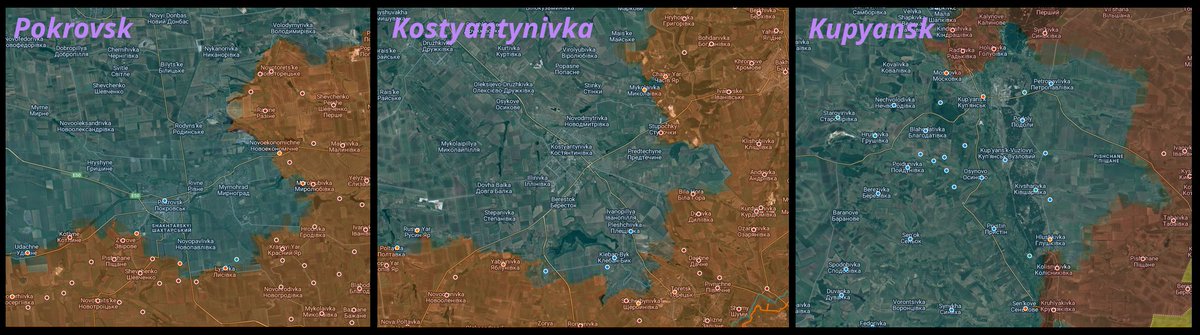 Lanceloadin's tweet image. Three cauldrons about to come to the boil!
As we see the Ukrainian defenses collapsing in disarray, their major strategical hubs in the area surrounded and looking hopeless - it appears we have reached a new phase in the war - where Ukraine and the West must begin to come to…