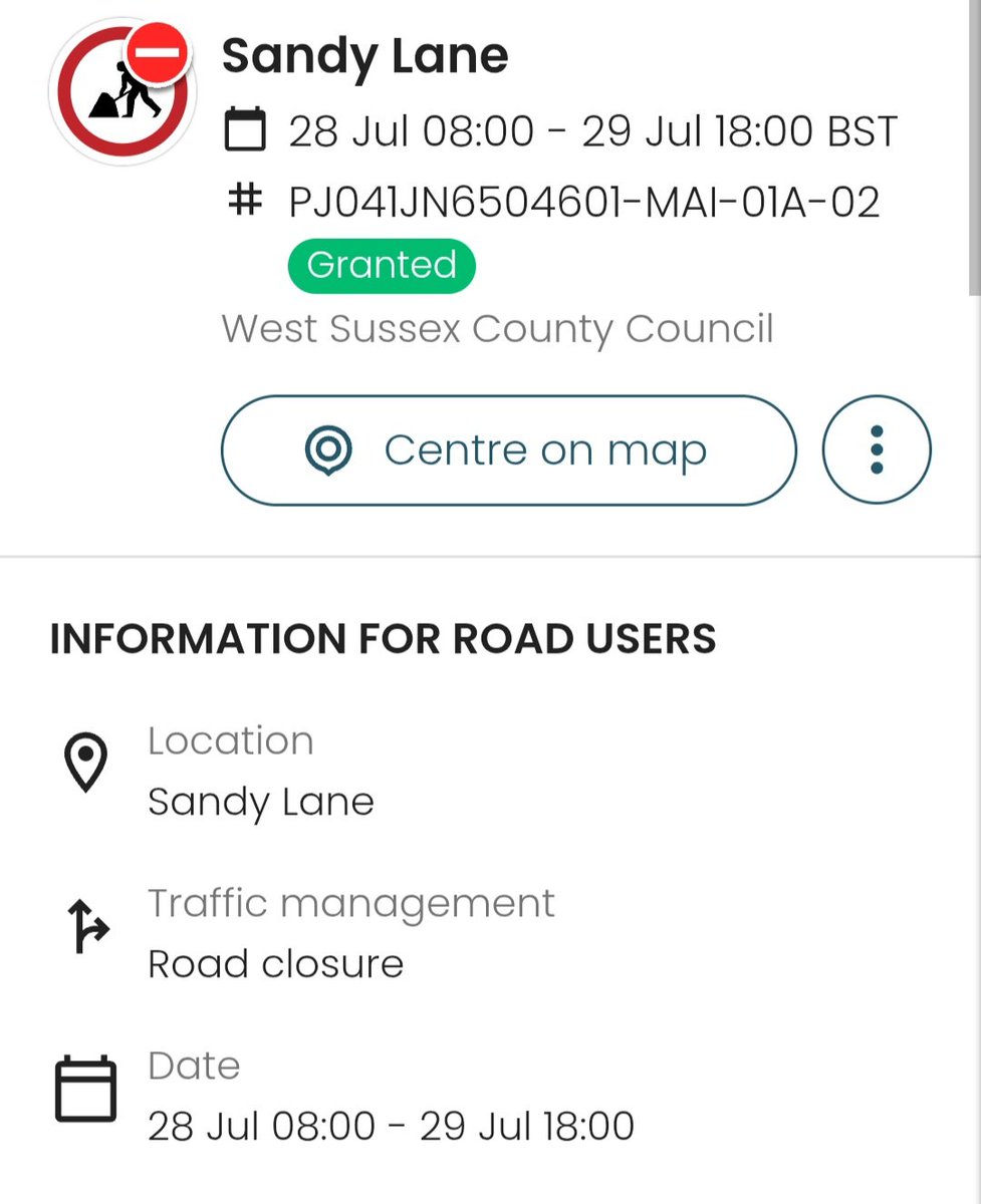 CllrJRussell46's tweet image. Sandy Lane Crawley Down 28th to 29th July 0800 to 1800 Road Closed for carriageway repairs.
