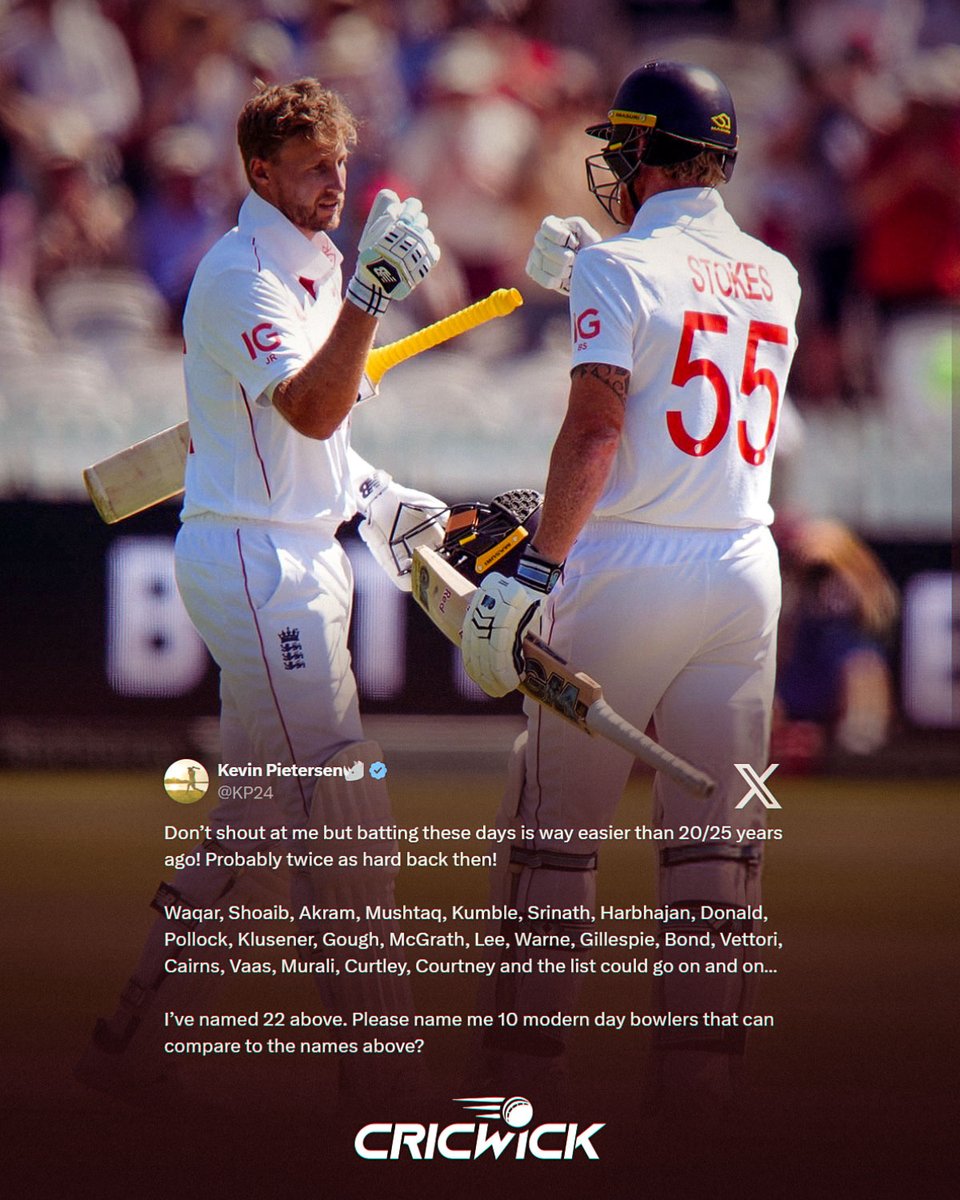 Cricwick's tweet image. Has batting become really easy in the current era, or donโt we have bowlers like those of the pastโ
What do you think ๐