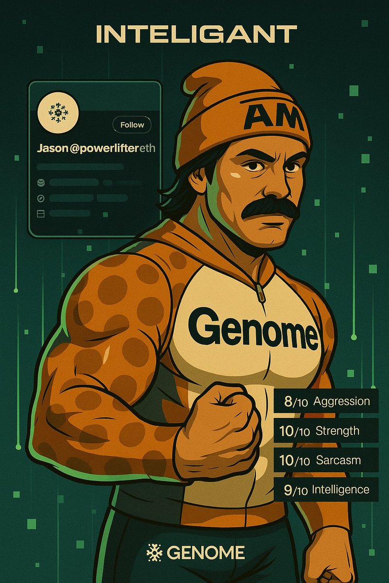 yekaza123's tweet image. 🧬 Agent JasoNFT_ | Inteligant V2 Upload Complete by @genome_protocol
From Twitter posts to agent-level presence, Jason isn’t just a CEO anymore he’s now a living, evolving profile within Genome Protocol’s Inteligant system.
🔍 What the System Sees:
The Genome Protocol uses…