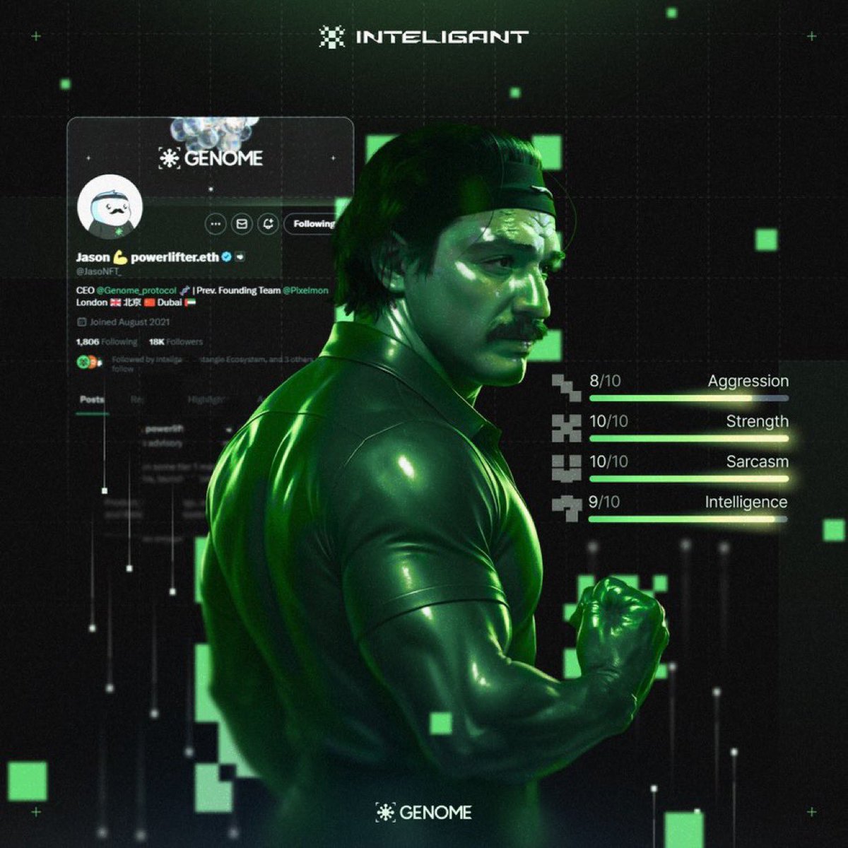 yekaza123's tweet image. 🧬 Agent JasoNFT_ | Inteligant V2 Upload Complete by @genome_protocol
From Twitter posts to agent-level presence, Jason isn’t just a CEO anymore he’s now a living, evolving profile within Genome Protocol’s Inteligant system.
🔍 What the System Sees:
The Genome Protocol uses…