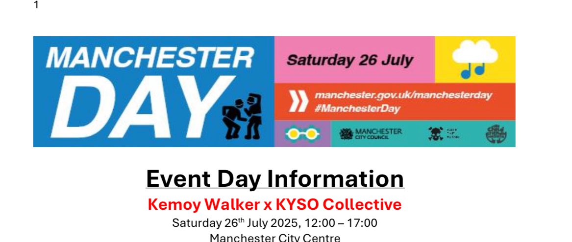 kemoywalker's tweet image. Today, myself and the amazing KYSO Team, we are performing for Manchester Day Parade 2025. 💯💯💯💯🙏🏽
Come see us..
Our performance will take place on Deansgate, junction of Deansgate & St Mary’s Street, Manchester.
Times:
• 14:00 - 14:45 (45 mins)