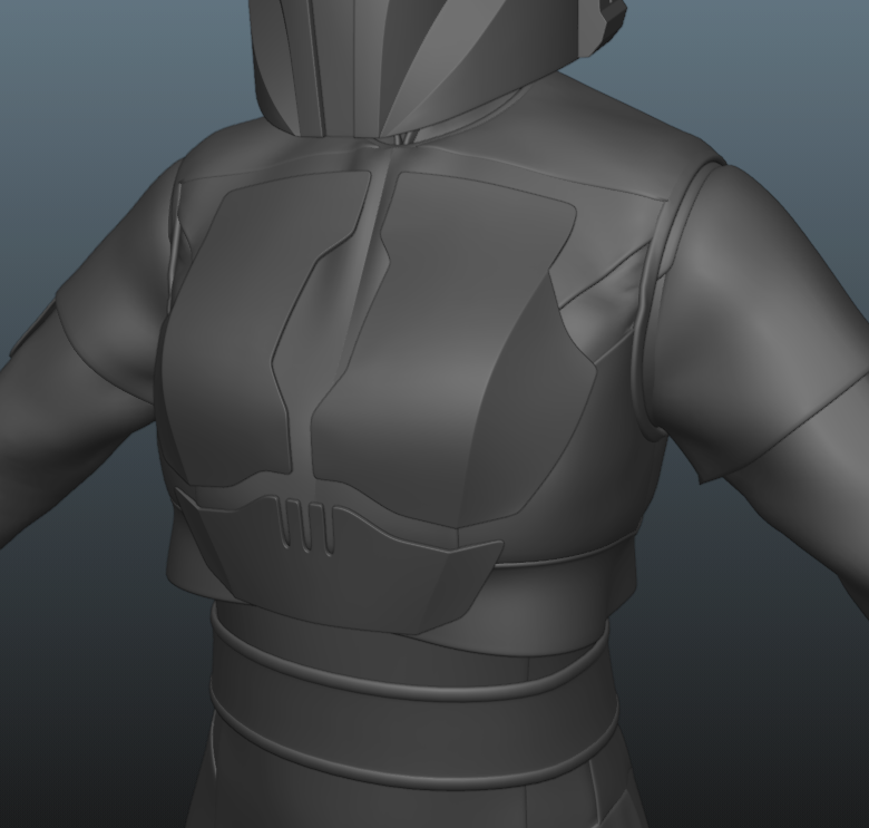 PURPL_MUNKII's tweet image. The booby armor was so annoying to model when i first tried this a year or two ago, now I'm proud of how I got it:
-modeled the shape as a plane
-formed it with a lattice to match the curve
-separately modeled the sides to match topo
-joined it all for some cleanup
me so smort.