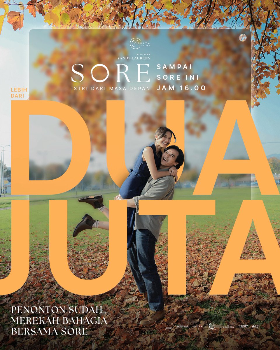 ceritafilms's tweet image. Terima kasih yang tak terhingga untuk 2.000.000++ penonton yang sudah menonton film Sore di bioskop hingga sore ini 🤗🥹
Terima kasih sudah percaya dan mengarungi waktu bersama Sore dan Jonathan, semoga hangatnya perasaan ini terus bisa mengisi hati teman-teman semua. Sekali…