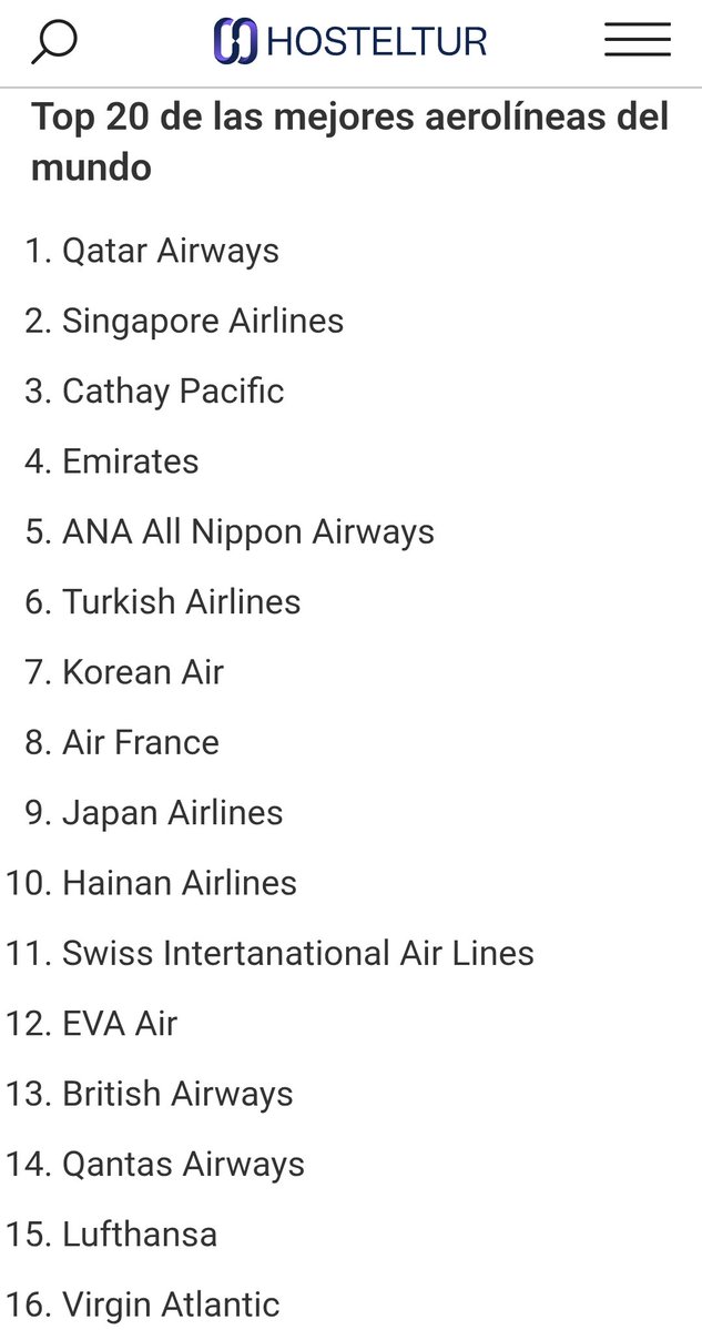 zigoraldama's tweet image. Solo una de las diez mejores aerolíneas del mundo NO es asiática (dos, si contamos Turkish).