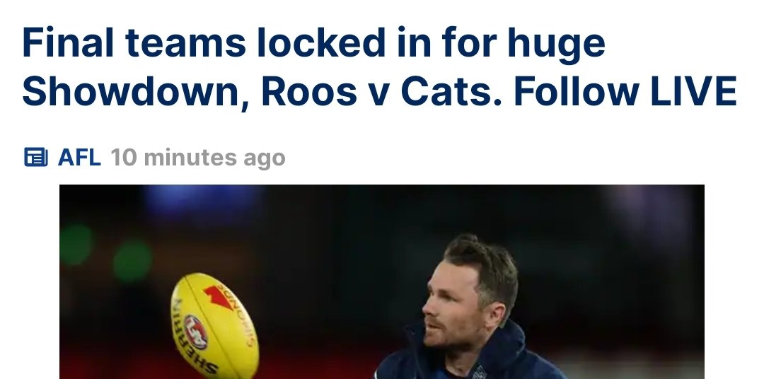 ChrisScottCATS's tweet photo. #AFLNorthCats 
'Huge Showdown' is a bit of a stretch @afl Bit like saying Clarkson has a huge cock. #minnow #inverted #iamgeelong #geelongcats https://t.co/5mAxWOIJaZ