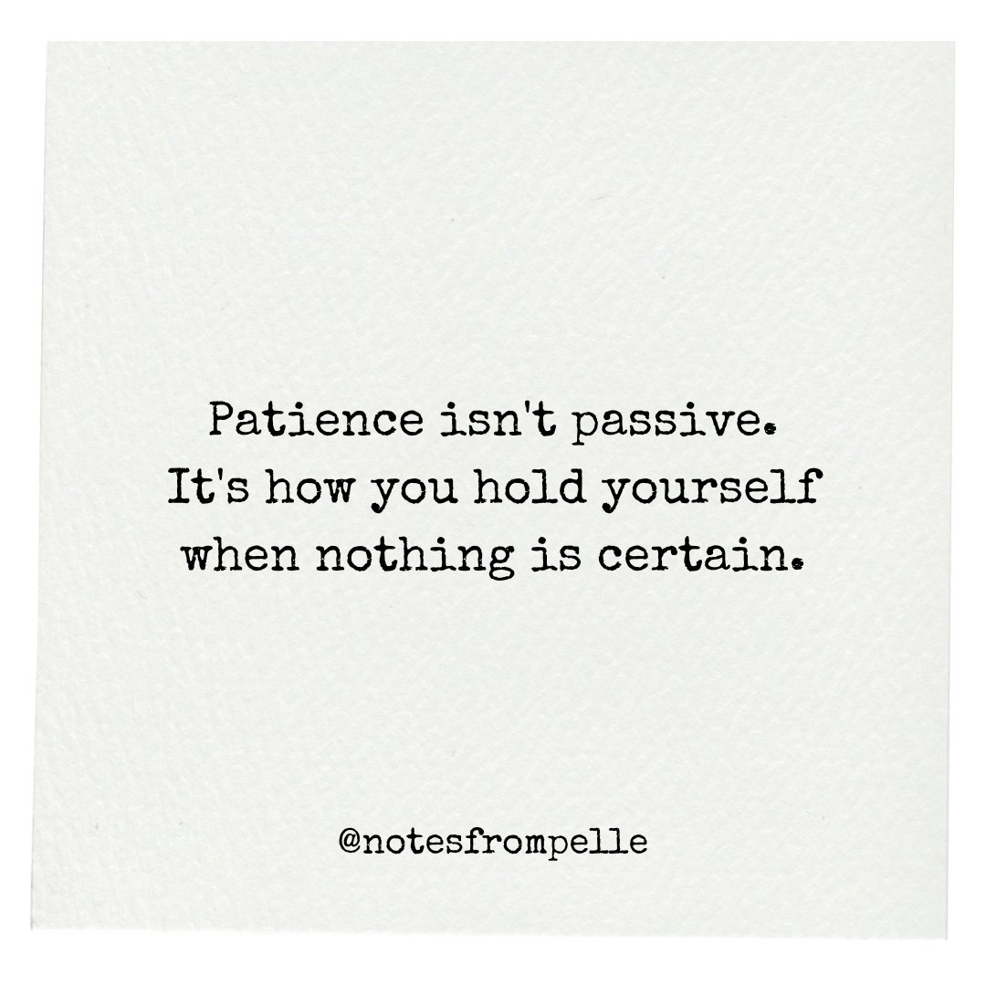 notesfrompelle's tweet image. Patience isn’t waiting around.
It’s how you carry hope when the ending hasn’t revealed itself yet.
#emotionalstrength #patience #poetry
