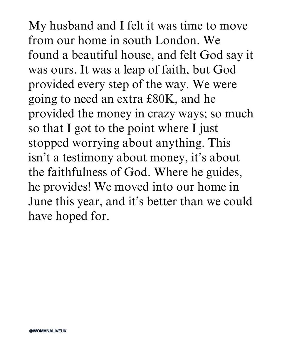 Woman Alive (@womanaliveuk) on Twitter photo What’s your story?
Testimonies are an important way of encouraging each other in faith and we’d love to hear your personal experiences of God, whether that’s a miracle story or Jesus standing with you in the storm.
Email us: womanalive@premier.org.uk What’s your story?
Testimonies are an important way of encouraging each other in faith and we’d love to hear your personal experiences of God, whether that’s a miracle story or Jesus standing with you in the storm.
Email us: womanalive@premier.org.uk