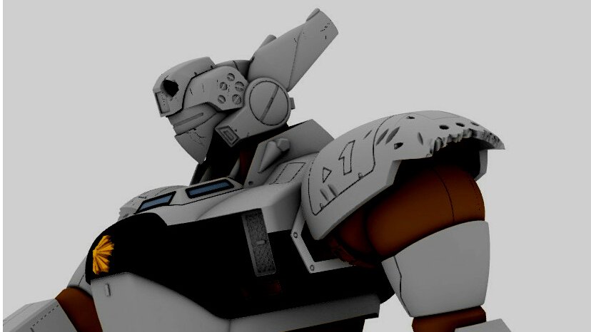 mokichiz's tweet image. イングラム1号機ver.comic最終決戦仕様の
パケ絵です。どこかで見た事あるかもしれませんが・・・
#パトレイバー模型部
#ゆうきまさみ
#イングラム
#WF2025夏