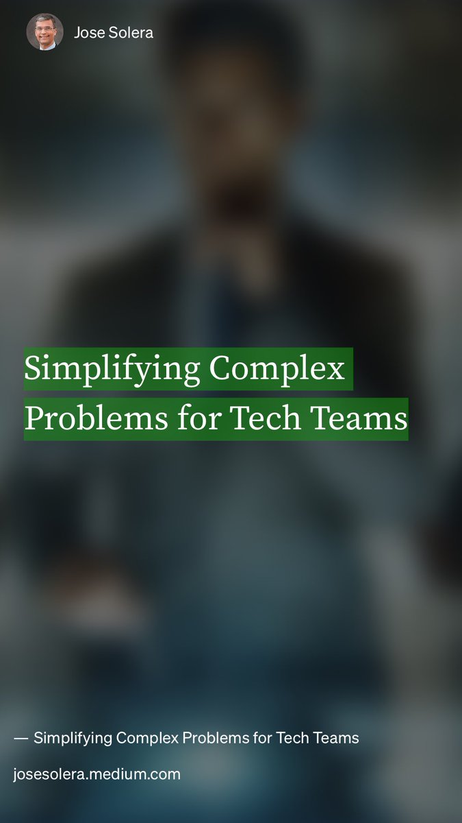 HWillert's tweet image. #Simplifying #ComplexProblems for #TechTeams by Jose Solera josesolera.medium.com/simplifying-co…