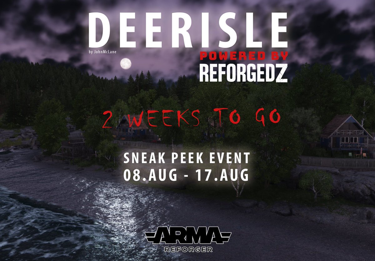 JohnMcLane (@johnmclane666) on Twitter photo Only 2 Weeks to go!
Experience #Deerisle from #Dayz in <a href="/ArmaPlatform/">Arma Platform</a> s
new engine. More detailed, even more sexy. Thx for #ReforgedZ team bringing an early DayZ-a-Like feeling to this map in #reforger. This is just the beginning! <a href="/DayZ/">DayZ 🖥 🎮 ❤️</a> Only 2 Weeks to go!
Experience #Deerisle from #Dayz in <a href="/ArmaPlatform/">Arma Platform</a> s
new engine. More detailed, even more sexy. Thx for #ReforgedZ team bringing an early DayZ-a-Like feeling to this map in #reforger. This is just the beginning! <a href="/DayZ/">DayZ 🖥 🎮 ❤️</a>