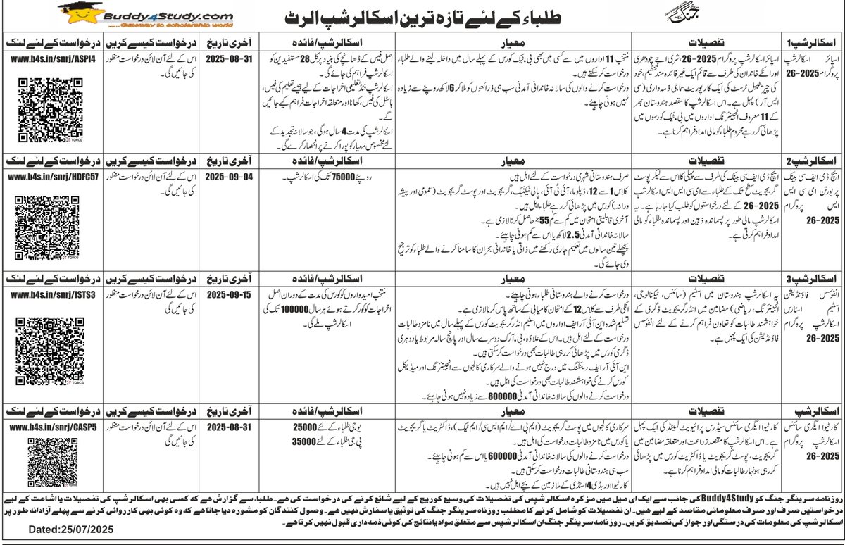 srinagarjang's tweet image. طلباء کیلئے تازہ ترین اسکالرشپ الرٹ
#Scholarships #ScholarshipAlert #Students #Srinagarjang