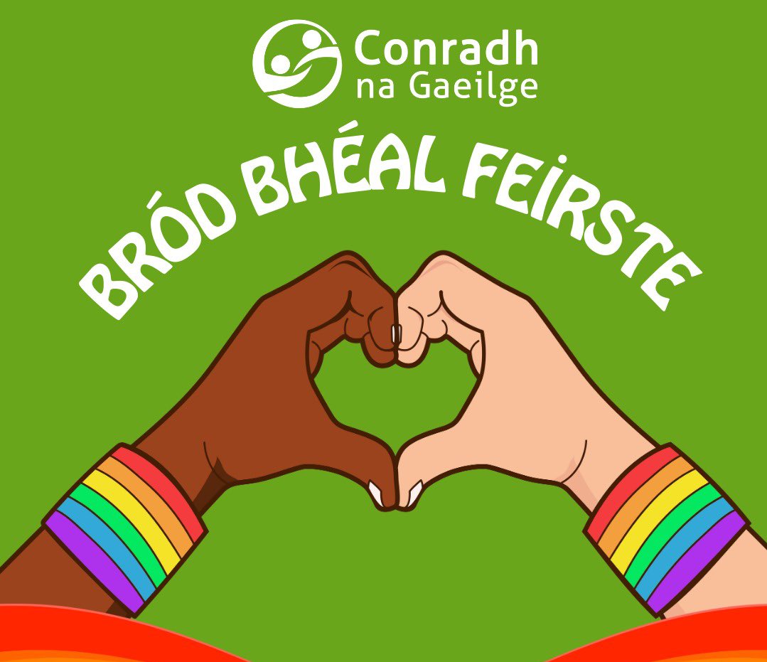 CnaG's tweet image. Guíonn Conradh na Gaeilge gach rath ar #Bród Bhéal Feirste inniu 🌈
🏳️🌈 Is ar scáth a chéile a mhaireann na daoine 🏳️🌈