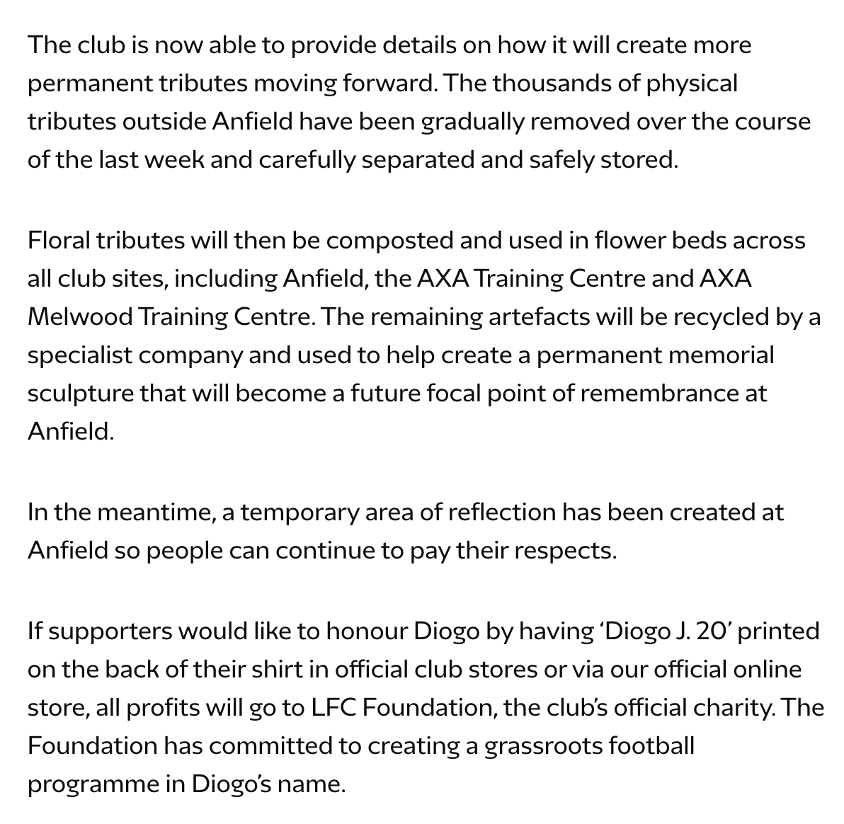 FootyAccums's tweet image. Liverpool's official statement on what they are doing to ensure Diogo Jota is remembered forever.
This is beautiful. 🌹