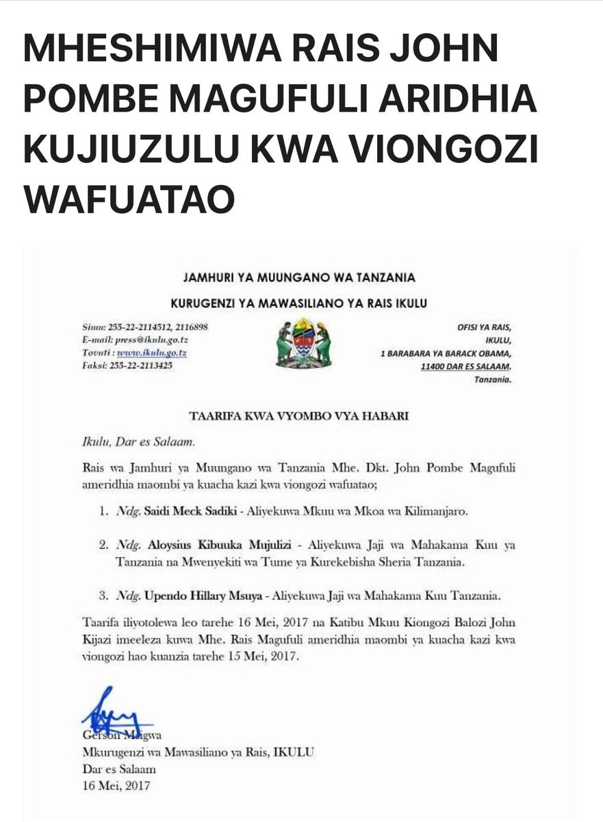PMadeleka's tweet image. Marehemu Rais JOHN MAGUFULI aliwahi kuwatuhumu HADHARANI baadhi ya MAJAJI kwa KUPOKEA RUSHWA na akakubali KUJIUZULU kwao 👇