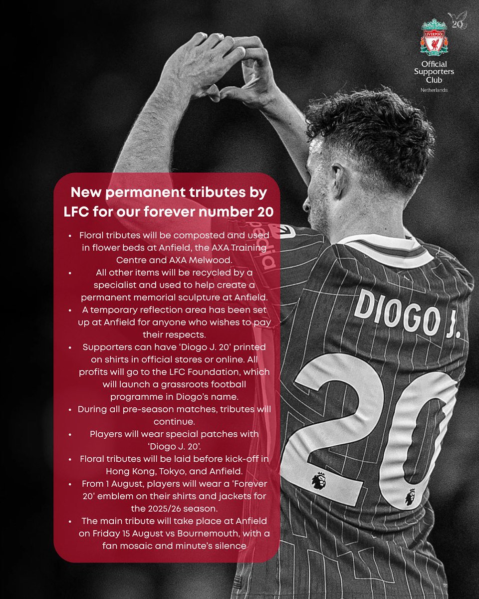 🇳🇱 Liverpool FC heeft een reeks nieuwe en blijvende eerbetonen aangekondigd ter nagedachtenis aan Diogo Jota.

🇬🇧 Liverpool FC has revealed a series of new and permanent tributes in memory of Diogo Jota.

📷 @liverpoolfc
#olsc #olscnetherlands #liverpoolfc #ynwa #lfc #diogojota