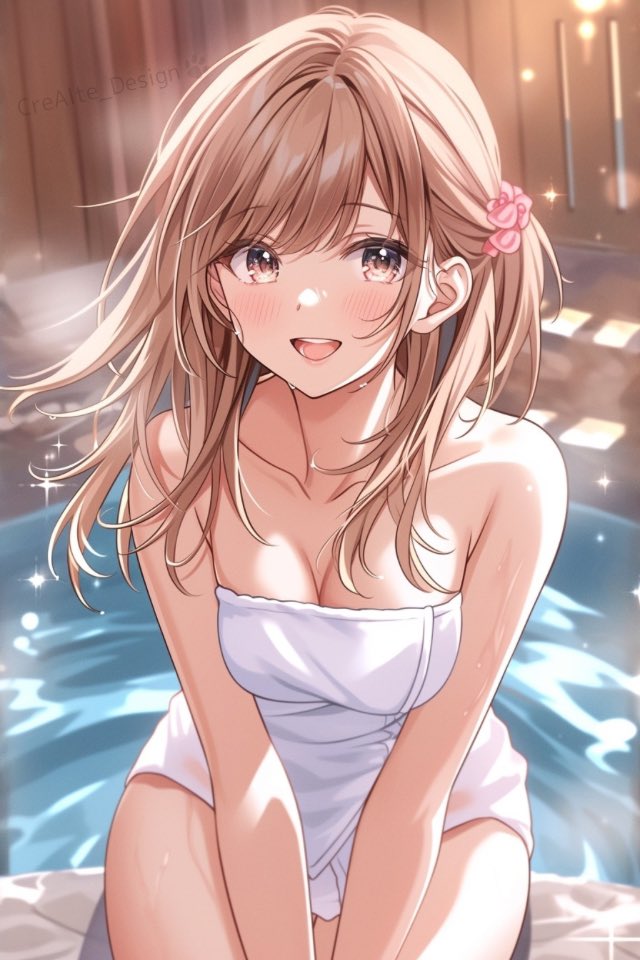 CreAIte_Design's tweet image. 温泉でゆっくりしたいな〜
でも、大浴場苦手なの💦

 #AIイラスト︎